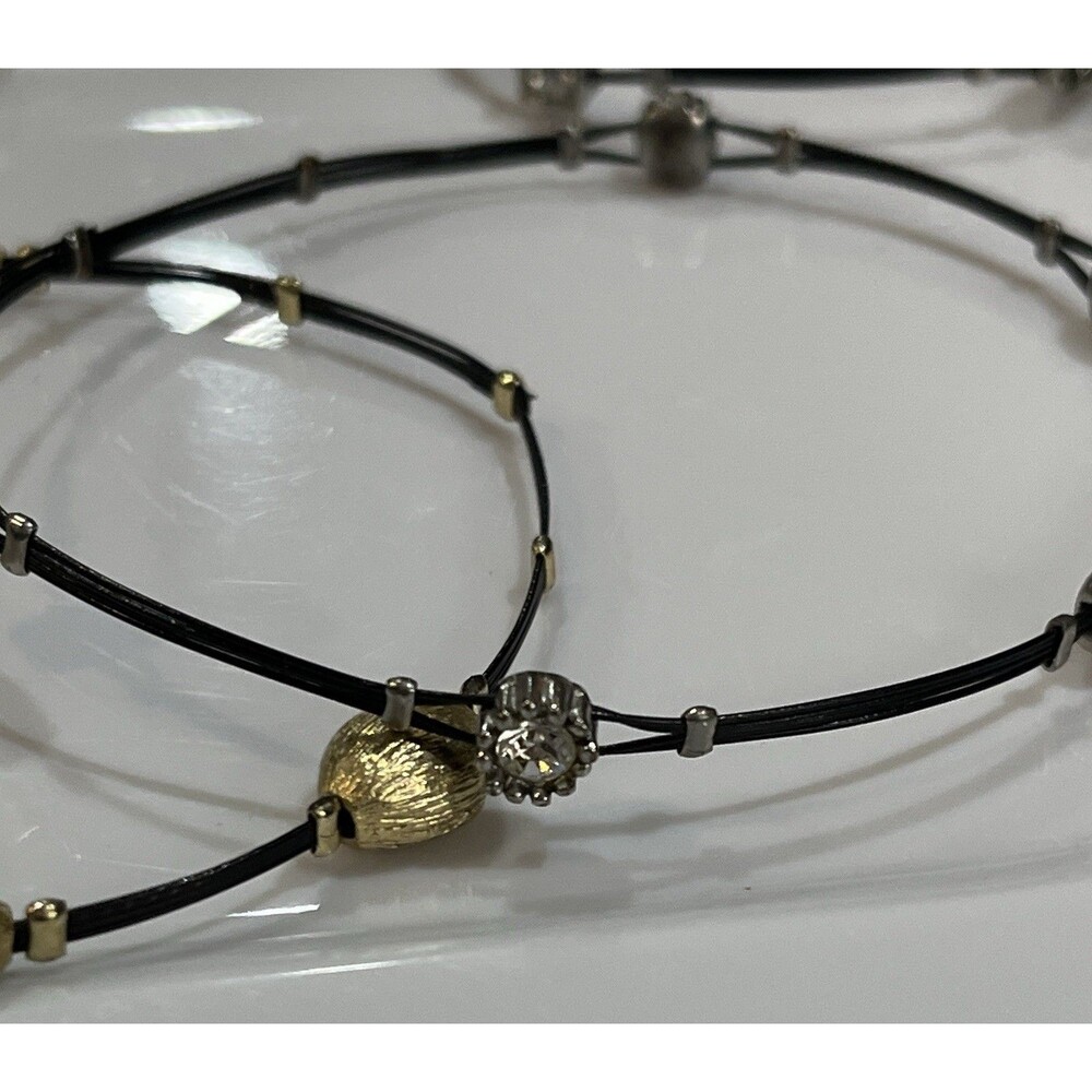 Gold and Rhinestone Black Bangle Lot Whimsygoth Punk Biker - Picture 5 of 7